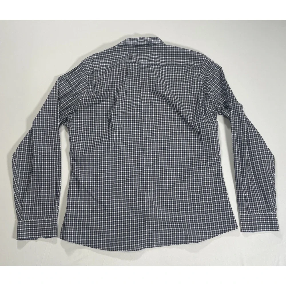 Gucci Men's Black White Plaid Button Down Shirt Slim Cotton Size 42 / 16.5 Large